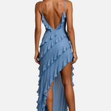 Vestit Maxi d'Convidada de Boda Arrugat Blau