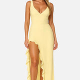 Vestit Maxi d'Convidada de Boda amb Escot en V Fruncit