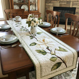 Quilted Table Runner - Rustic Magnolia Flower