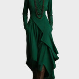 Teresa - Vestit maxi de punt asimètric amb coll alt