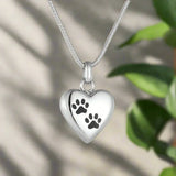 Heart and Paw Memorial Pendant – Stainless Steel Urn Pendant