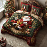 3-Piece Quilted Bed Set - Santa Claus Magic