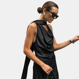Vestit Maxi d'Convidada de Boda de Satén Negre