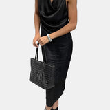Vestit Maxi d'Convidada de Boda de Satén Negre