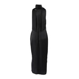 Vestit Maxi d'Convidada de Boda de Satén Negre