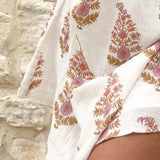 Vestit mini estampat d'un sol espatlla per a dona amb disseny de mànigues bufades