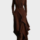 Teresa - Vestit maxi de punt asimètric amb coll alt