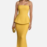 Vestit Maxi Formal Sense Mangues Groc