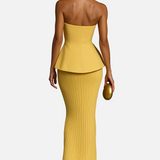 Vestit Maxi Formal Sense Mangues Groc