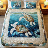 3-Piece Quilted Bed Set - Sea Turtles