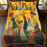 3-Piece Quilted Bed Set - Rooster of Dawn