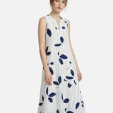 Vestit Maxi amb Estampat de Fulles – Elegant Escot en V Sense Mangues per Estiu