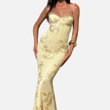 Vestit Maxi Corsé d'Convidada de Boda Jacquard Floral