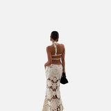 Vestit Maxi d'Estiu amb Tall de Ganxet Blanc