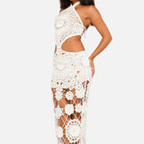 Vestit Maxi d'Estiu amb Tall de Ganxet Blanc