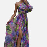 Vestit Fluït Elegant d'Un Espatlla per a Esdeveniments d'Estiu
