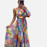 Vestit Fluït Elegant d'Un Espatlla per a Esdeveniments d'Estiu