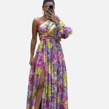 Vestit Fluït Elegant d'Un Espatlla per a Esdeveniments d'Estiu