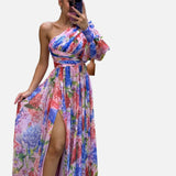 Vestit Fluït Elegant d'Un Espatlla per a Esdeveniments d'Estiu
