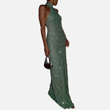 Vestit Maxi de Coll Halter amb Silueta Elegant i Ajustada
