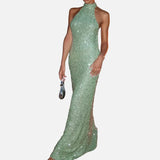 Vestit Maxi de Coll Halter amb Silueta Elegant i Ajustada