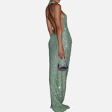 Vestit Maxi de Coll Halter amb Silueta Elegant i Ajustada