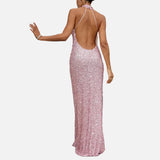 Vestit Maxi de Coll Halter amb Silueta Elegant i Ajustada
