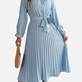 Vestit Midi Elegants de Convidada de Casament Plisat amb Cintura Ajustada