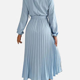 Vestit Midi Elegants de Convidada de Casament Plisat amb Cintura Ajustada