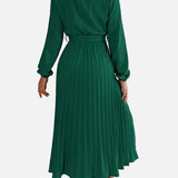 Vestit Midi Elegants de Convidada de Casament Plisat amb Cintura Ajustada