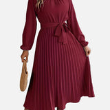 Vestit Midi Elegants de Convidada de Casament Plisat amb Cintura Ajustada