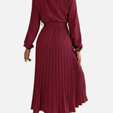 Vestit Midi Elegants de Convidada de Casament Plisat amb Cintura Ajustada