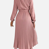 Vestit Midi Elegants de Convidada de Casament Plisat amb Cintura Ajustada