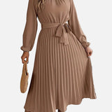 Vestit Midi Elegants de Convidada de Casament Plisat amb Cintura Ajustada