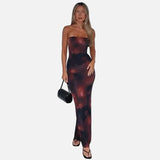 Vestit Maxi Estampat Sense Tirants – Vestit Elegant d'Estiu per a Dones