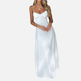 Vestit Maxi d'Convidada de Boda Sense Mangues i amb Cos Fruncit