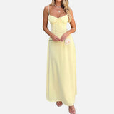 Vestit Maxi d'Convidada de Boda Sense Mangues i amb Cos Fruncit