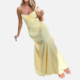 Vestit Maxi d'Convidada de Boda Sense Mangues i amb Cos Fruncit