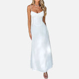 Vestit Maxi d'Convidada de Boda Sense Mangues i amb Cos Fruncit