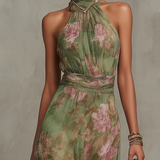 Mercedes - Elegant Vestit Maxi Halter amb Flors