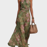 Mercedes - Elegant Vestit Maxi Halter amb Flors