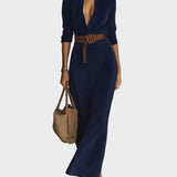 Vestit maxi de camussa amb tancament únic i coll