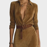Vestit maxi de camussa amb tancament únic i coll