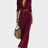 Vestit maxi de camussa amb tancament únic i coll