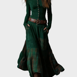 Helena - Vestit maxi de ante blau marí amb cinturó