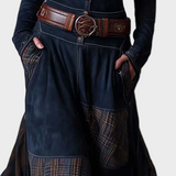 Helena - Vestit maxi de ante blau marí amb cinturó