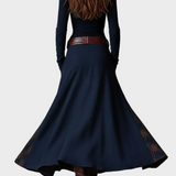 Helena - Vestit maxi de ante blau marí amb cinturó