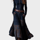 Helena - Vestit maxi de ante blau marí amb cinturó