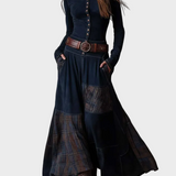 Helena - Vestit maxi de ante blau marí amb cinturó