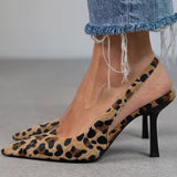 Liorina | Talons alts Chaki amb estampat de lleopard i punta afilada